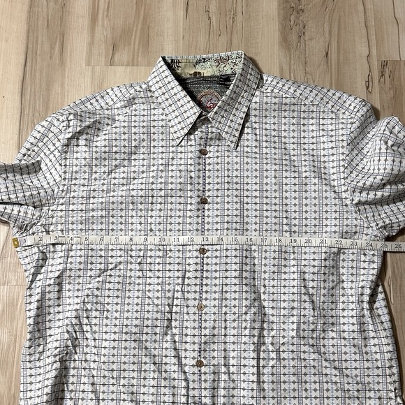 Robert Graham Cotton Diamond Pattern Blue/Gray Button Up Dress Shirt - SZ 2XL - Picture 4 of 4